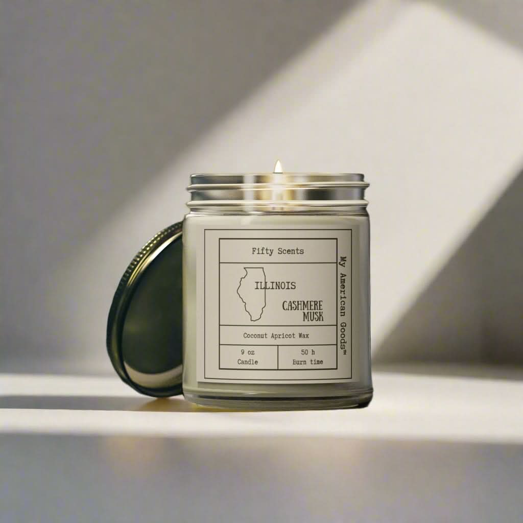 Illinois - Coconut Apricot Scented Candle | Cashmere Musk Aroma | Home Fragrance