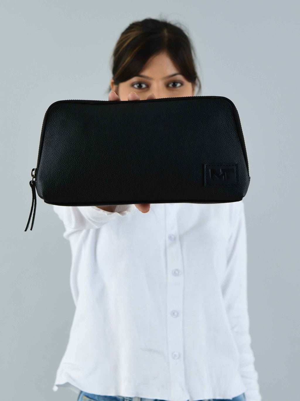 Classic Black Leather Clutch