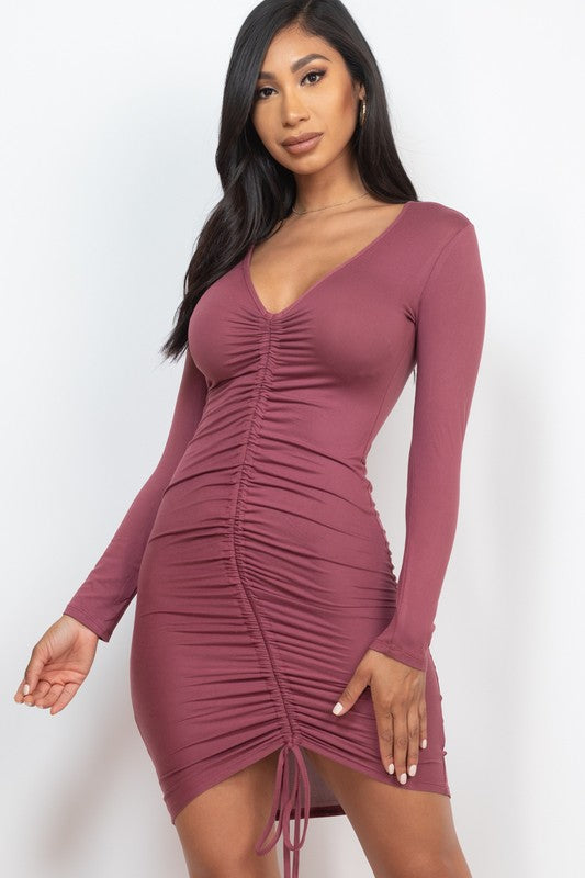 Julia Drawstring Ruched Front Bodycon Dress - Pikemla