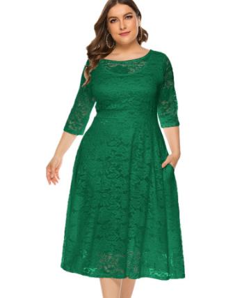 Plus Size Half Sleeve Lace Dress. Ship international - Pikemla