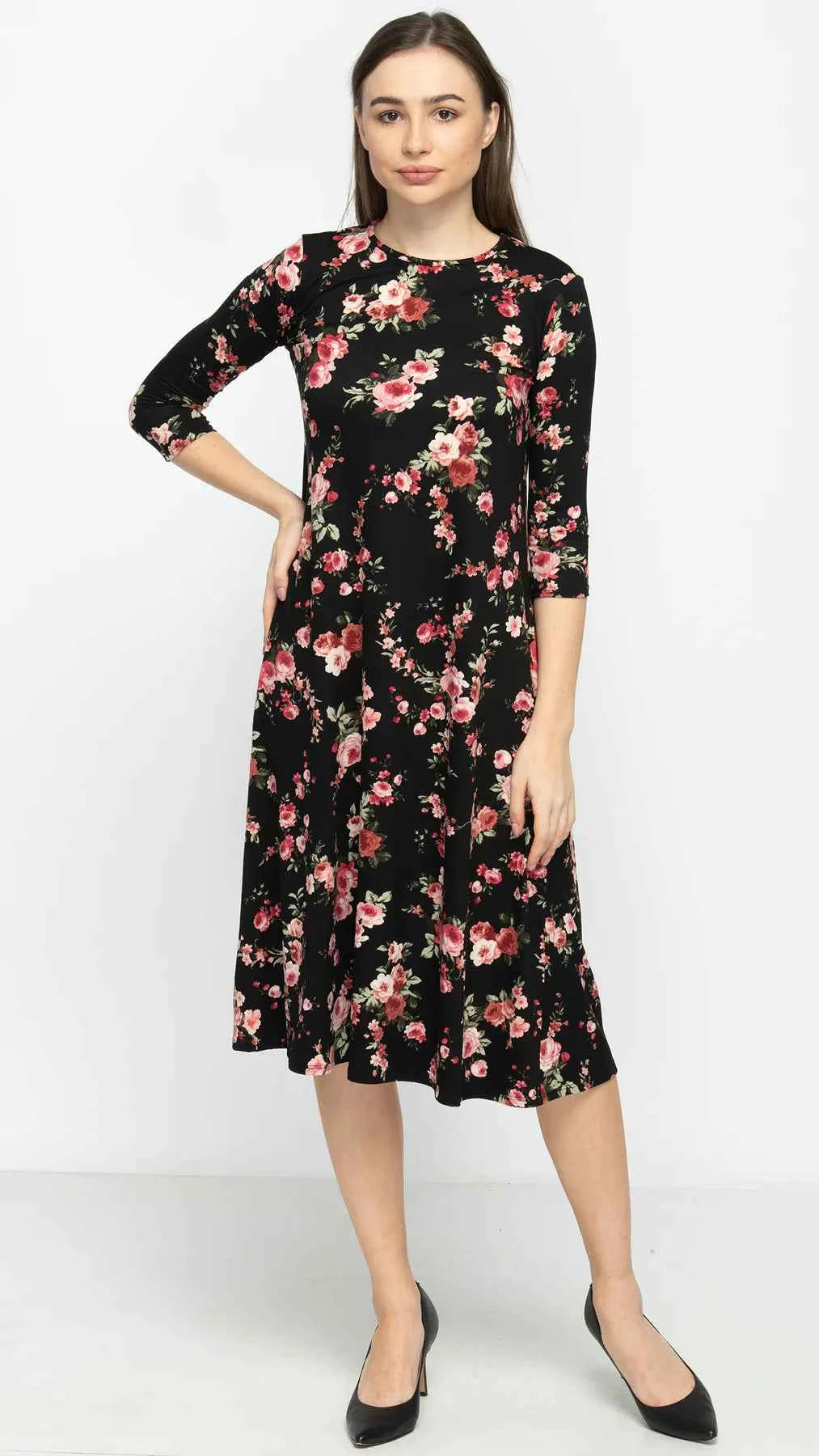 A- Line Dress - Roses