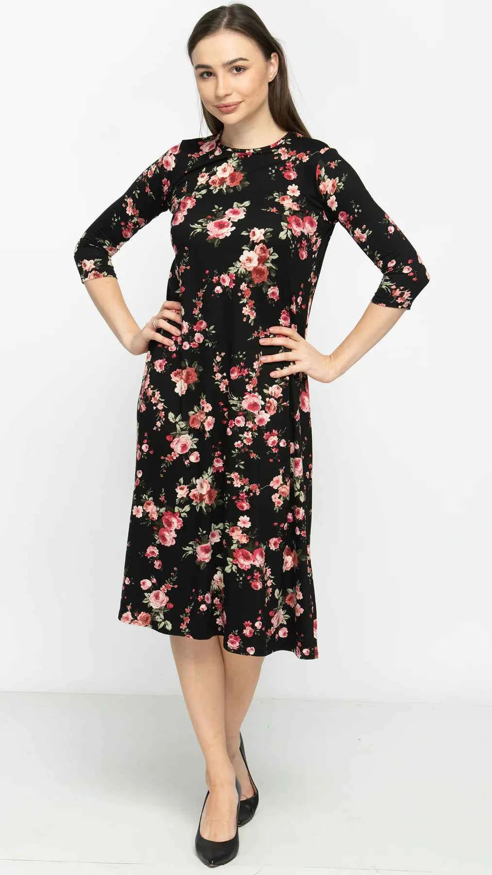 A- Line Dress - Roses