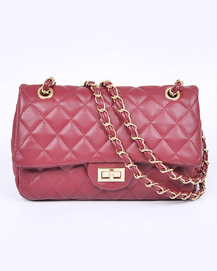 Quilted Turn Lock Convertible Shoulder Bag - Pikemla