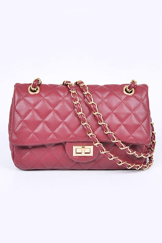 Quilted Turn Lock Convertible Shoulder Bag - Pikemla