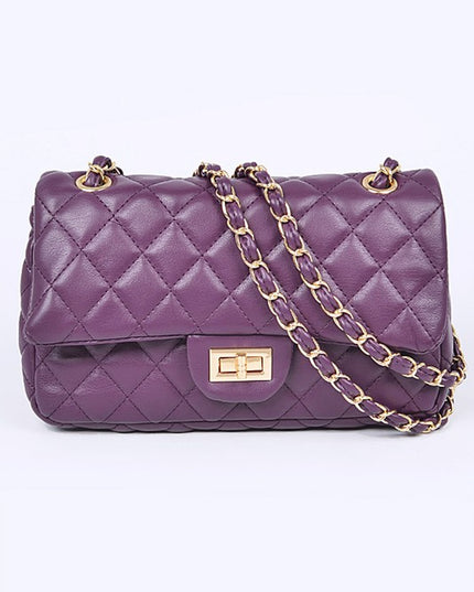 Quilted Turn Lock Convertible Shoulder Bag - Pikemla