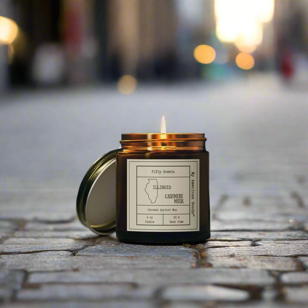 Illinois - Coconut Apricot Scented Candle | Cashmere Musk Aroma | Home Fragrance