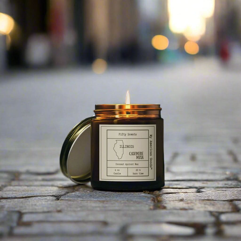 Illinois - Coconut Apricot Scented Candle | Cashmere Musk Aroma | Home Fragrance