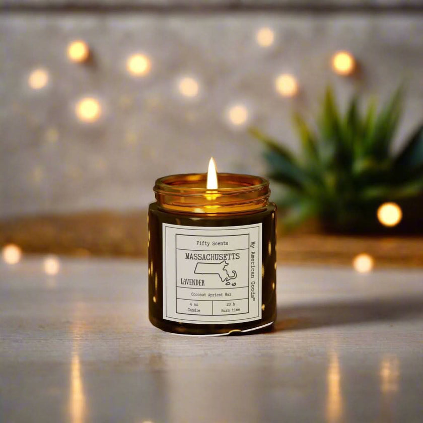 Massachusetts - Lavender Scented Candle - Coconut Apricot Wax