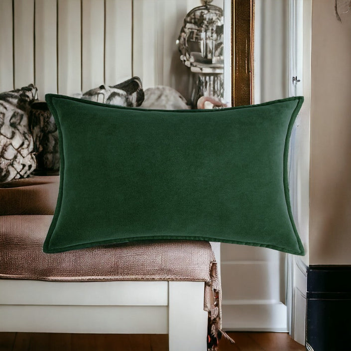 Luxe velvet lumbar pillow 19 colors classic flange edge elegant solid color accent insert included 12