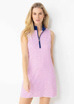 Pink Watercolor Stripe 1/4 Zip Sleeveless Sport Dress