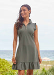 Olive Green Sleeveless Ruffle Sport Dress