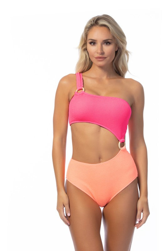 Ava Two Tone Cutout Swimsuit - Pikemla