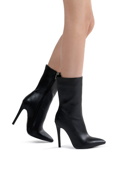 MICAH POINTED STILETTO HIGH ANKLE BOOTS - Pikemla