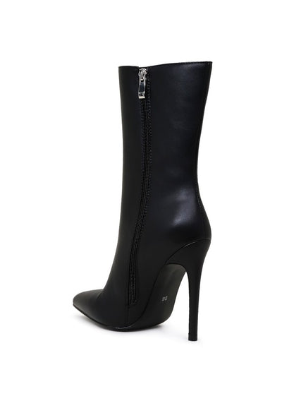 MICAH POINTED STILETTO HIGH ANKLE BOOTS - Pikemla