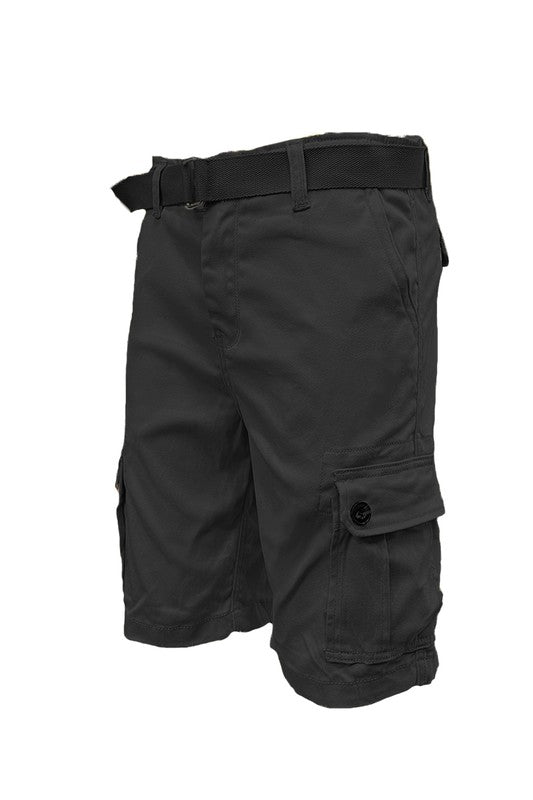 Men’s Black Belted Cargo Shorts - Pikemla