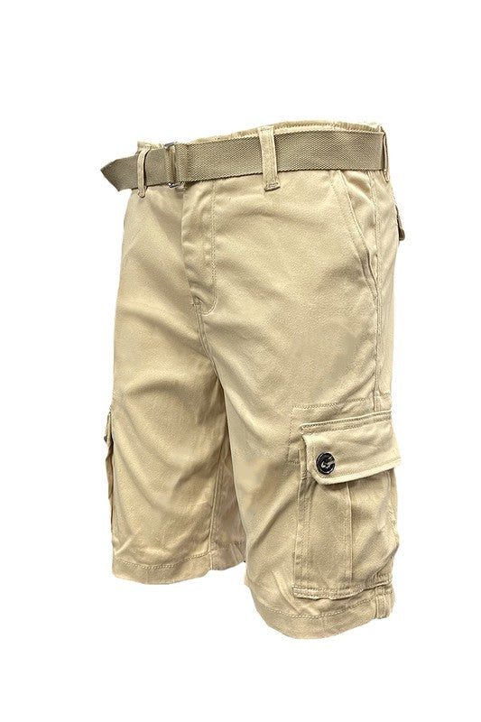 Men’s Belted Cargo Shorts with Belt - Pikemla