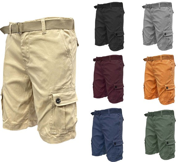 Men’s Belted Cargo Shorts with Belt - Pikemla