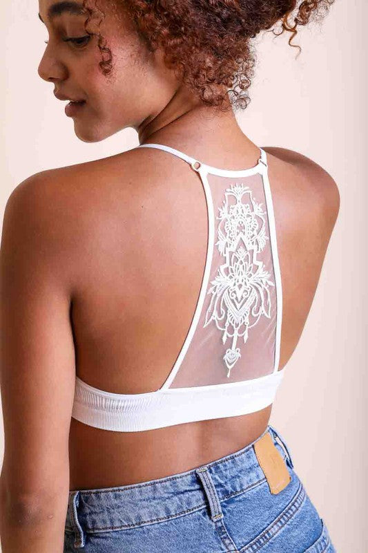 Tattoo Mesh Racerback Bralette - Pikemla