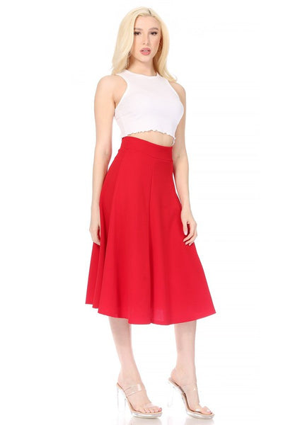 Banded Waist A-Line Midi Skirt - Pikemla