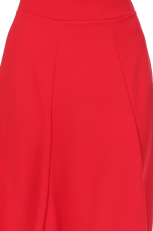 Banded Waist A-Line Midi Skirt