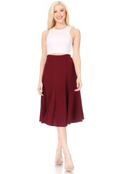 Banded Waist A-Line Midi Skirt - Pikemla