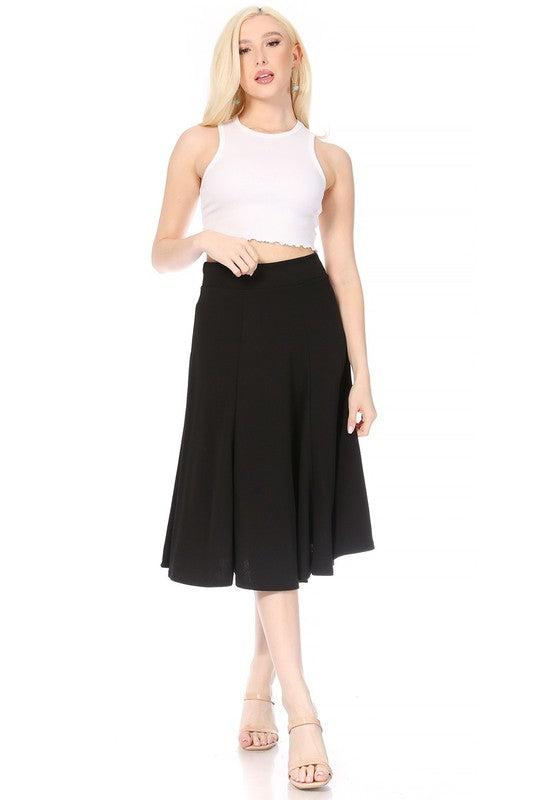 Banded Waist A-Line Midi Skirt - Pikemla