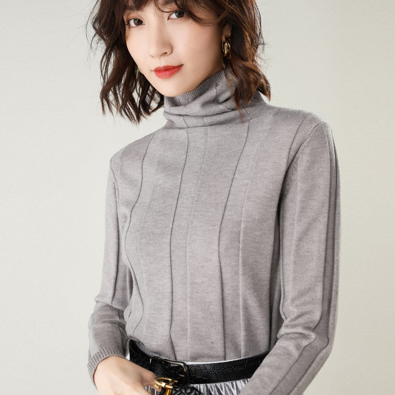 Chic Solid Color Turtleneck Pullover