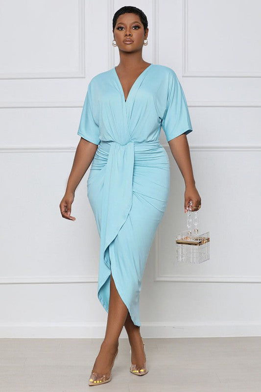 Ocean Blue Wrap Dress - Pikemla