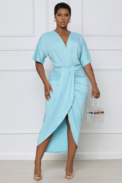 Ocean Blue Wrap Dress - Pikemla