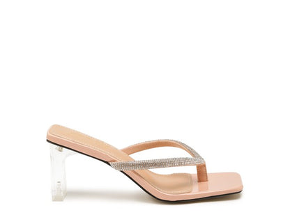 Crystal Lined Block Heels - Pikemla