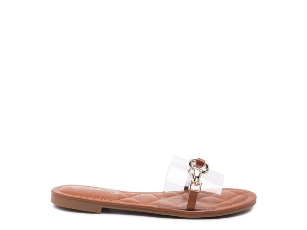 Vada Clear Buckled Quilted Sandals - Pikemla