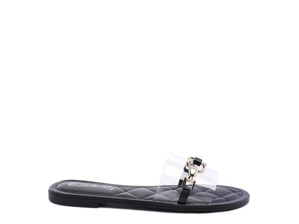 Vada Clear Buckled Quilted Sandals