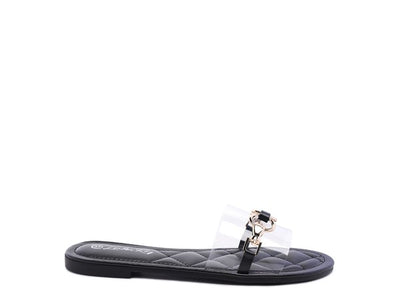 Vada Clear Buckled Quilted Sandals - Pikemla