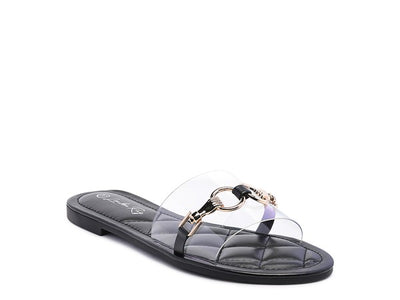 Vada Clear Buckled Quilted Sandals - Pikemla