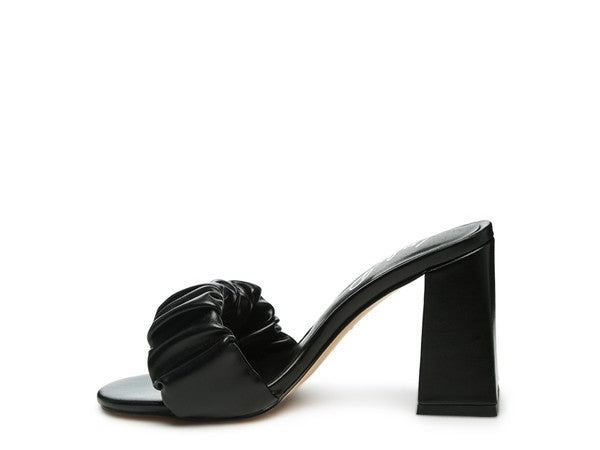 Noie Mid Block Heel Pleated Strap Sandals - Pikemla