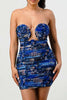 DEEP OCEAN PRINT MINI BODYCON DRESS - Pikemla