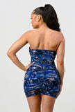 DEEP OCEAN PRINT MINI BODYCON DRESS - Pikemla