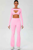 The Ember Sports Bra Crop Top Flared Leggings 3-Piece Set