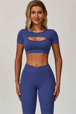 The Lavish Cut-out Crop Top Flared Leggings 2-Piece Set