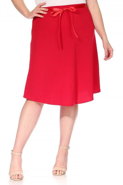 Red A-Line Skirt -Plus Sized - Pikemla