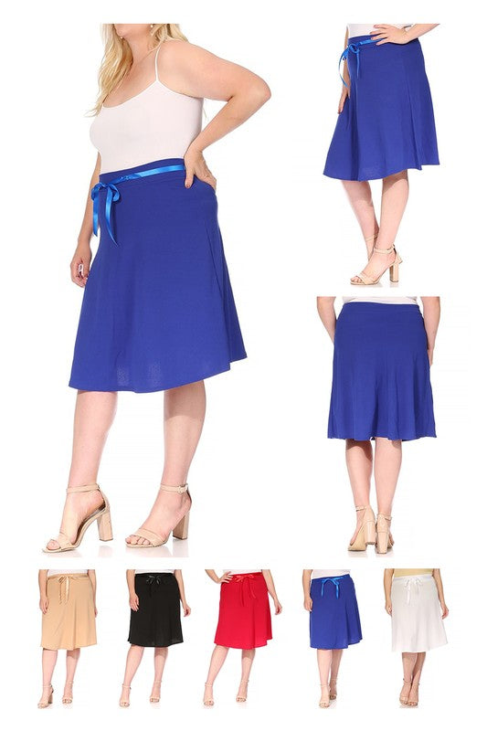 Red A-Line Skirt -Plus Sized - Pikemla