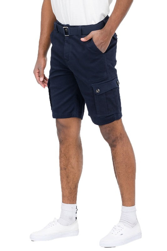 Men’s Black Belted Cargo Shorts - Pikemla