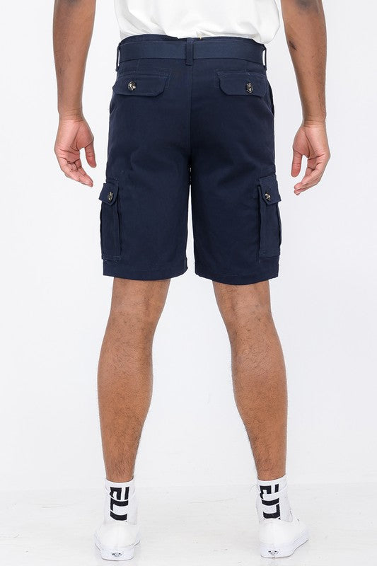 Men’s Black Belted Cargo Shorts - Pikemla