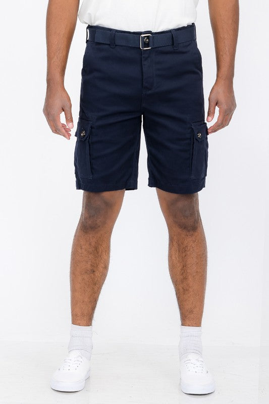 Men’s Black Belted Cargo Shorts - Pikemla