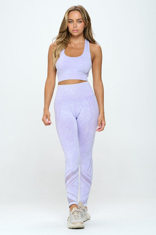 Seamless Two Piece Yoga mineral washed active set - Pikemla
