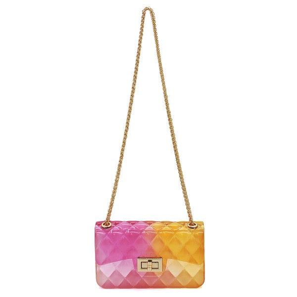 Quilt Embossed Multi Color Jelly Shoulder Bag - Pikemla