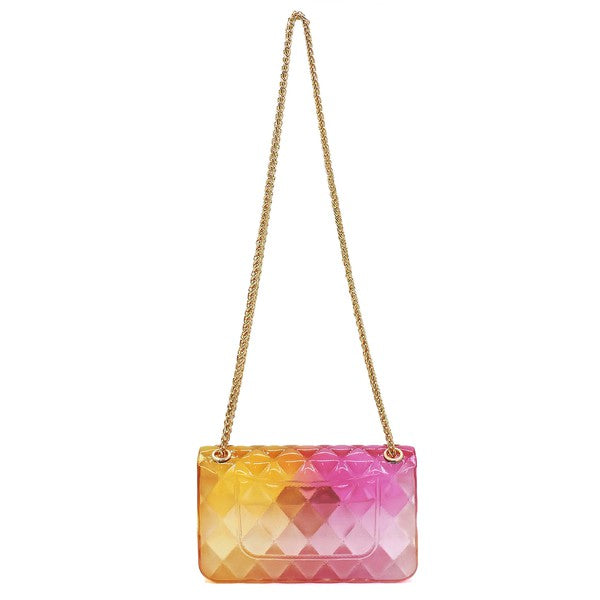 Quilt Embossed Multi Color Jelly Shoulder Bag - Pikemla