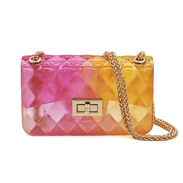 Quilt Embossed Multi Color Jelly Shoulder Bag - Pikemla