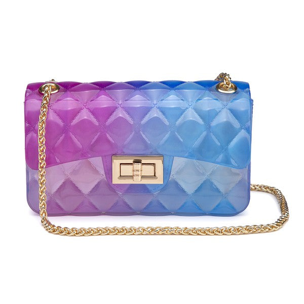 Quilt Embossed Multi Color Jelly Shoulder Bag - Pikemla