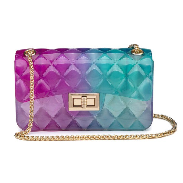 Quilt Embossed Multi Color Jelly Shoulder Bag - Pikemla